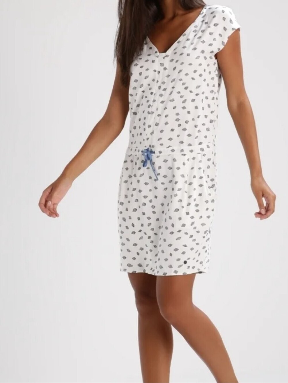 Numph Lightweight Abstract Dot Print Tie-waist Mini Dress w/ Pockets (Size S)